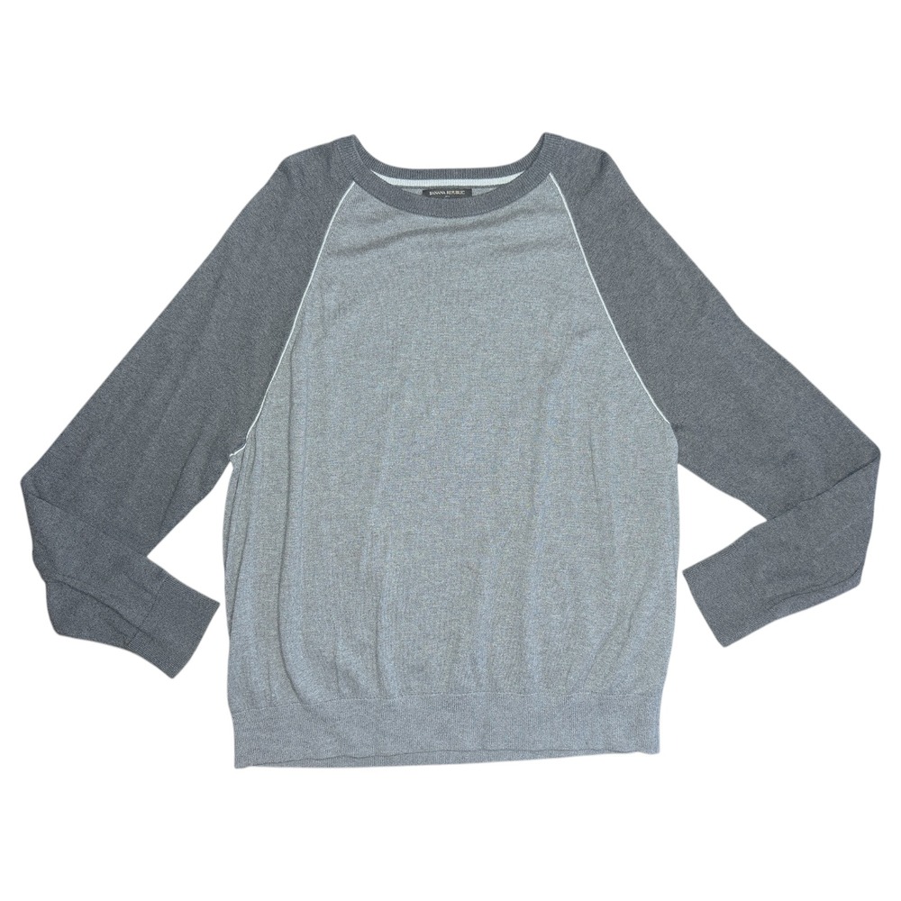 Banana‎ Republic Mens Gray XXL 2XL Crewneck Pullover Sweater Cashmere Silk Blend